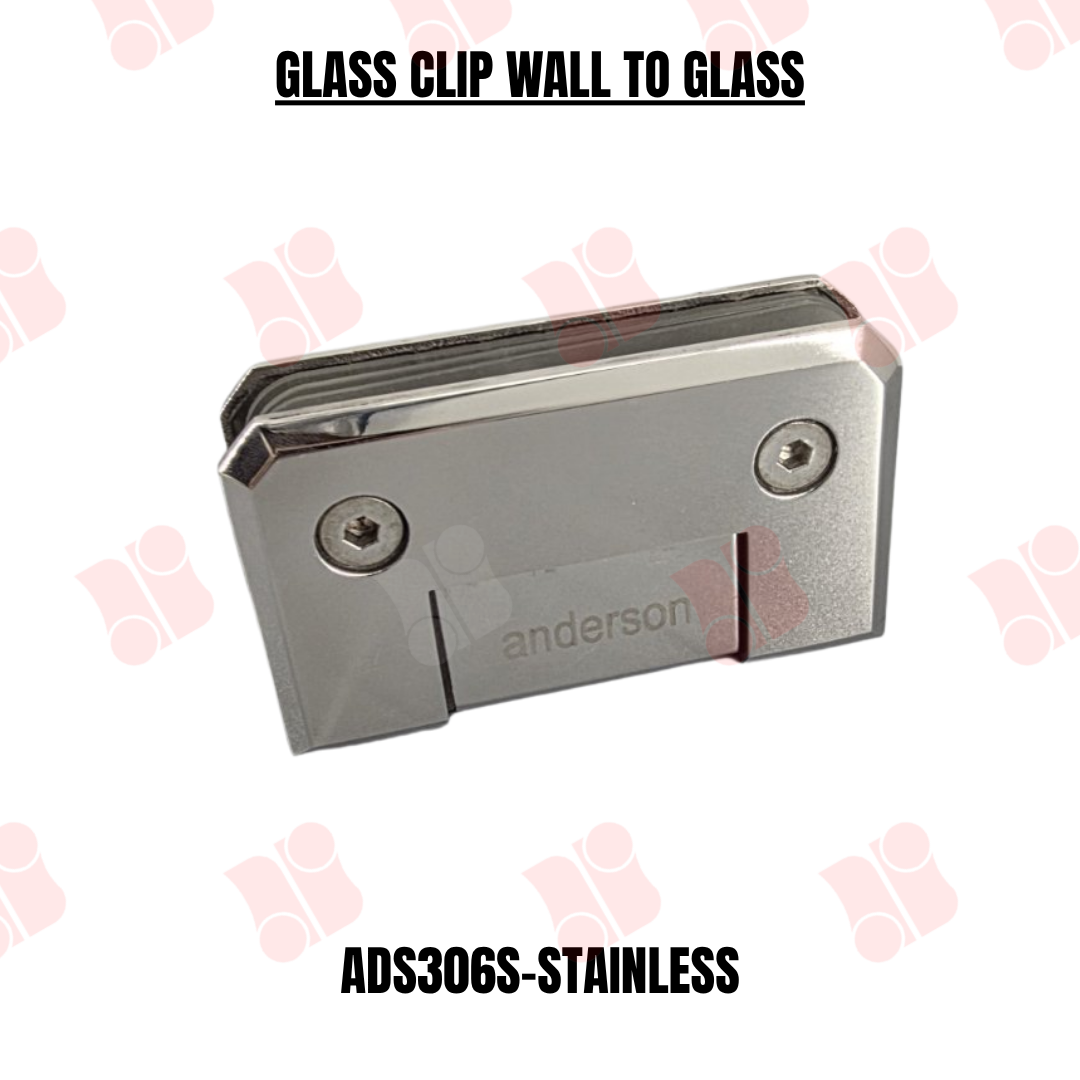 Glass Clip Wall to Glass Hinge - Stainless
